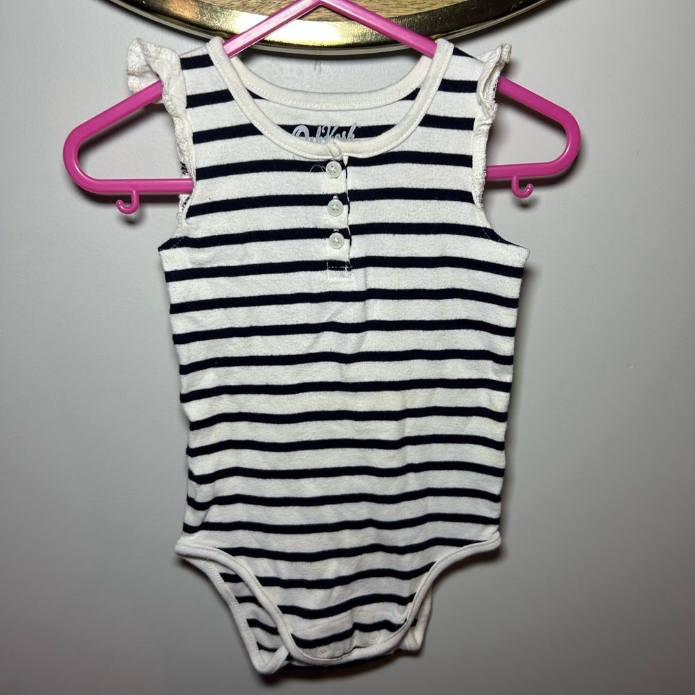 OshKosh B'gosh Navy and White Striped Bodysuit